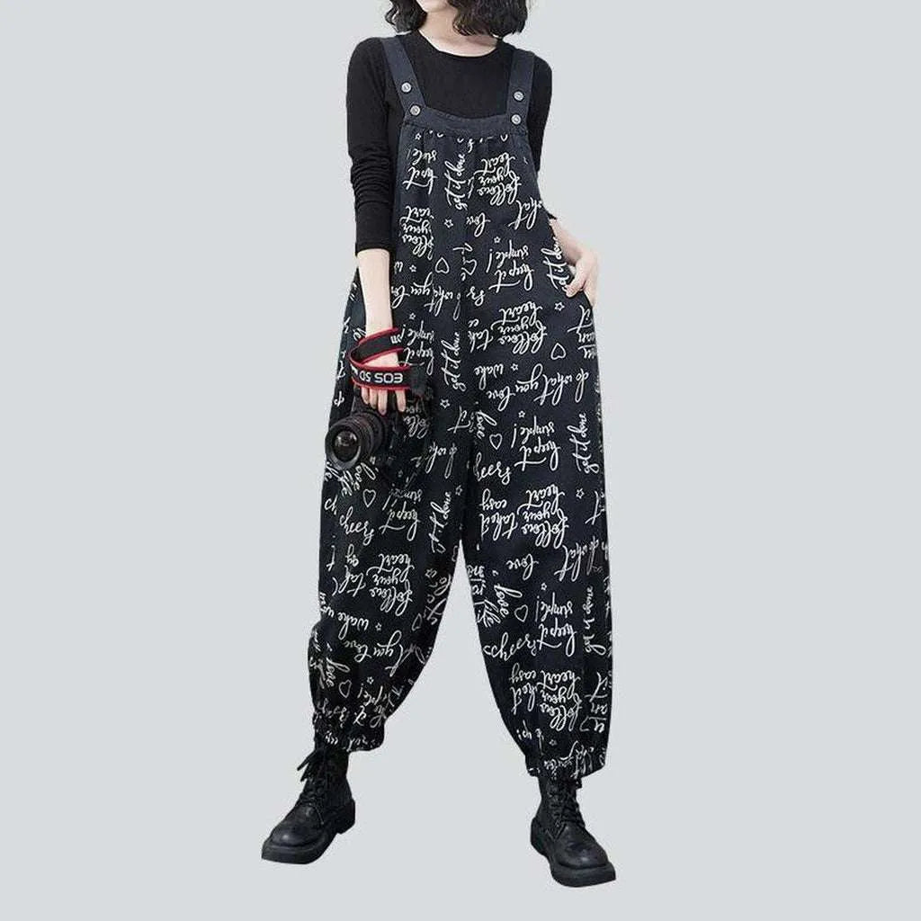 Handwriting printed women's denim overall | Jeans4you.shop