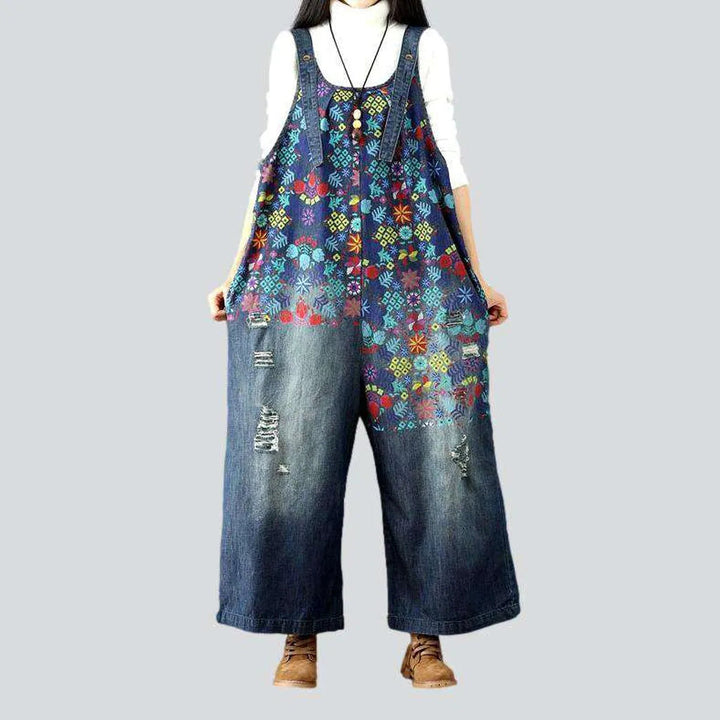 Harajuku print women's denim dungaree | Jeans4you.shop
