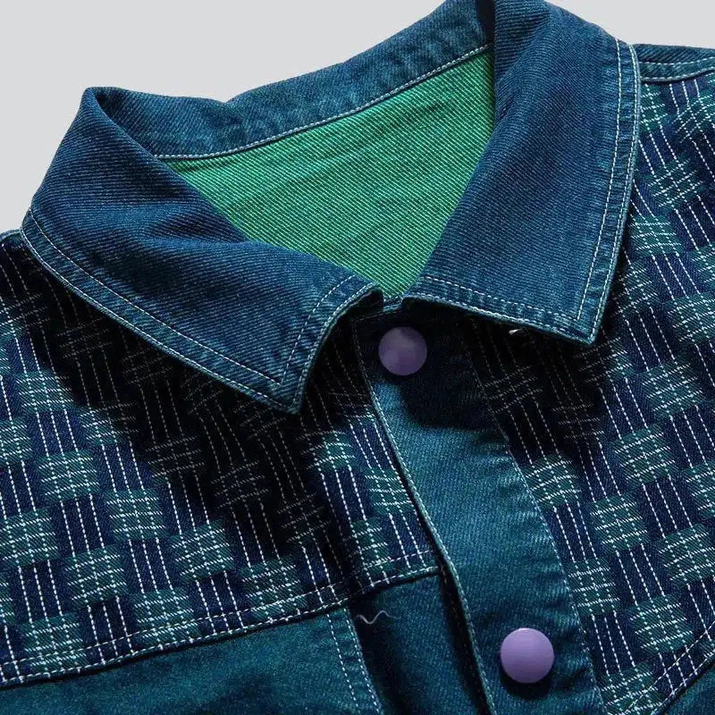 Dip-dyed contrast denim jacket
 for men