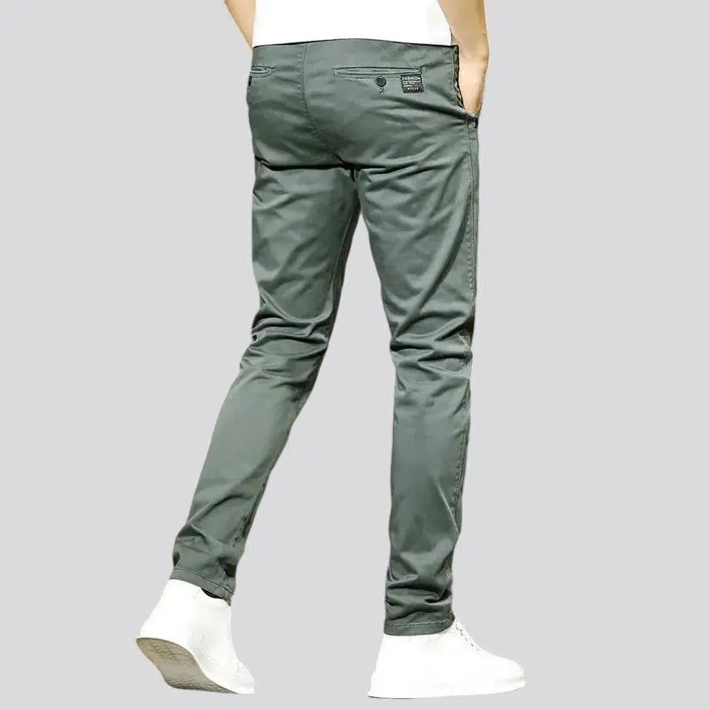 Mid-waist slim men's jeans pants