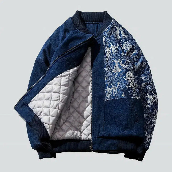 Embroidered jean jacket
 for men
