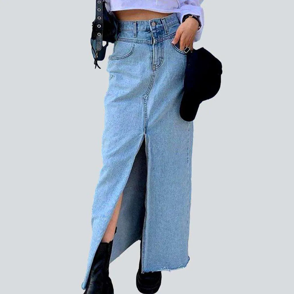 High slit maxi denim skirt | Jeans4you.shop
