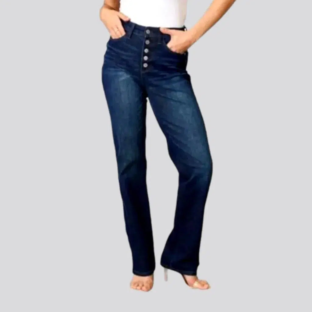 High-waist exposed-buttons jeans
 for women | Jeans4you.shop