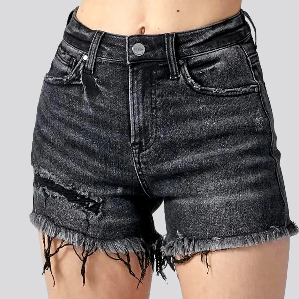 High-waist frayed-hem jeans shorts
 for women | Jeans4you.shop