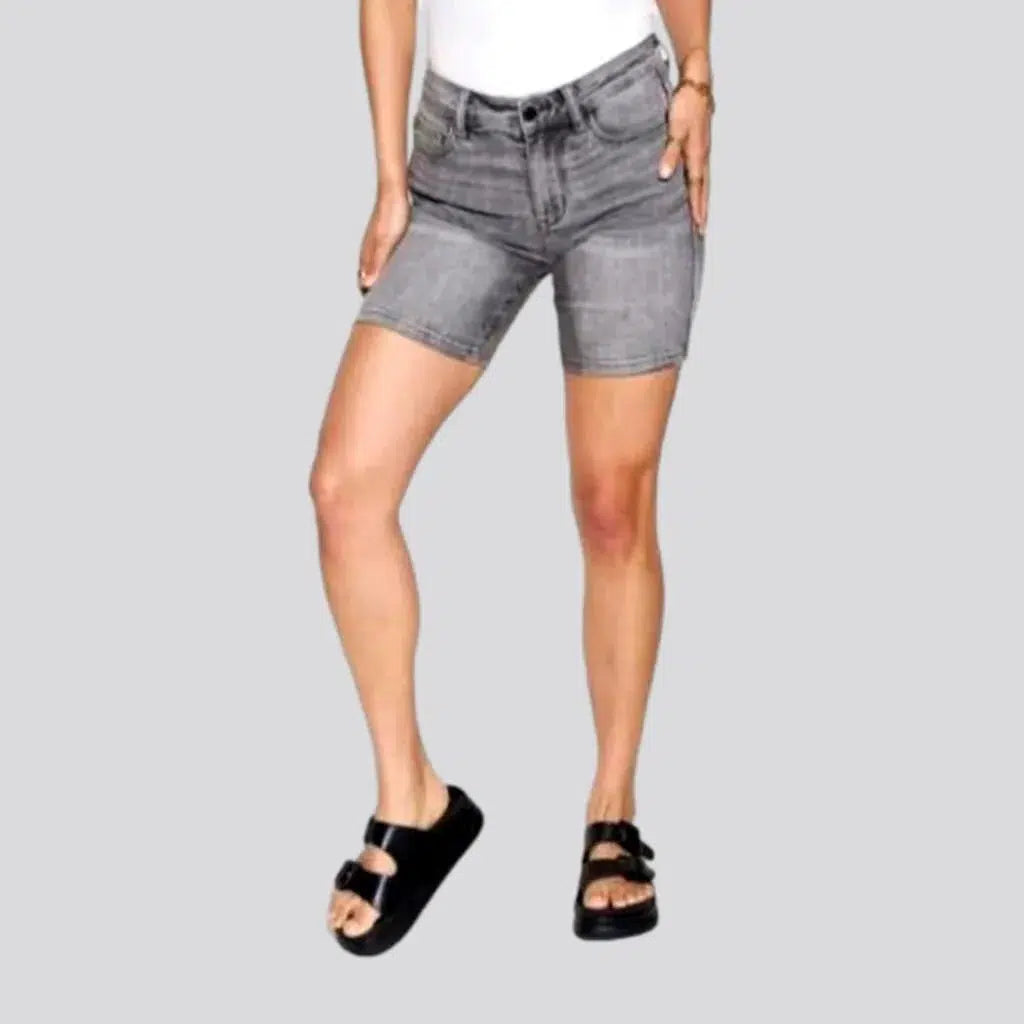 High-waist grey jean shorts
 for ladies | Jeans4you.shop