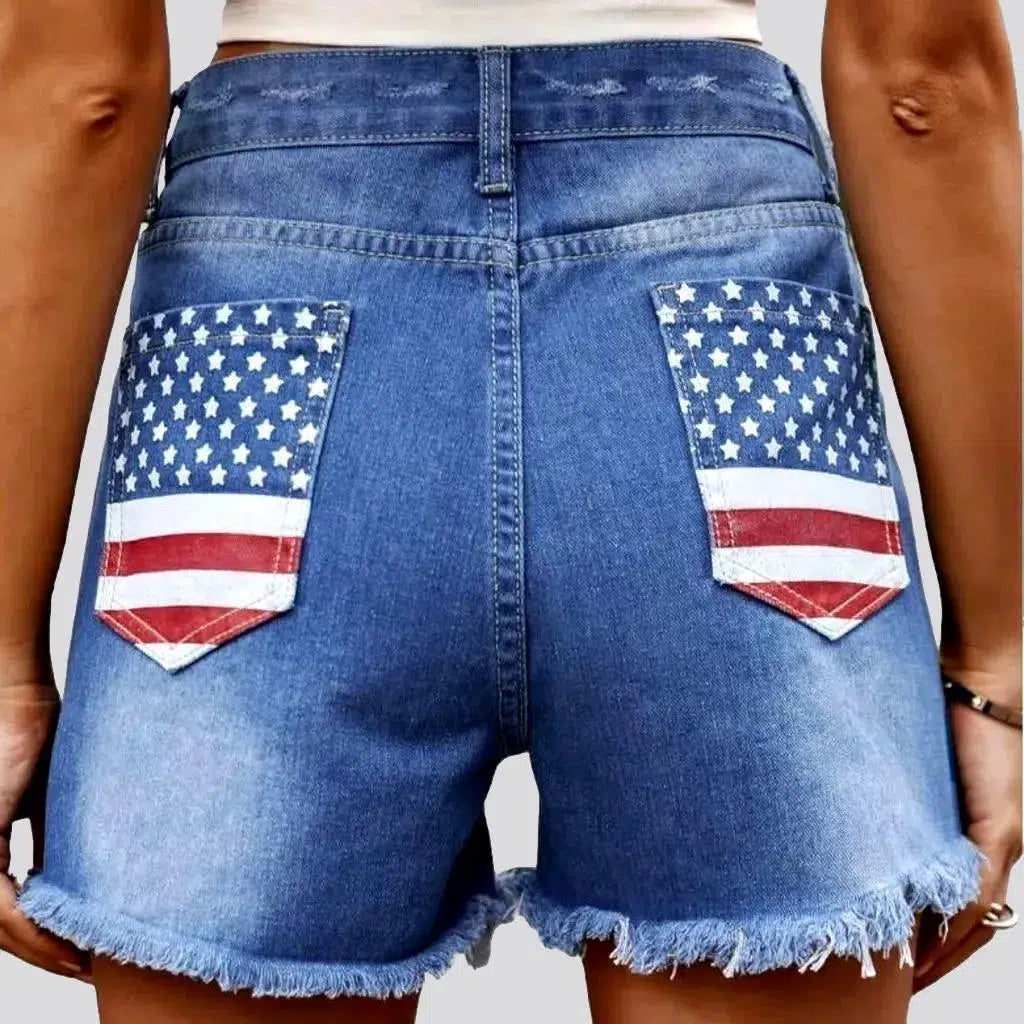 High-waist patched jeans shorts | Jeans4you.shop