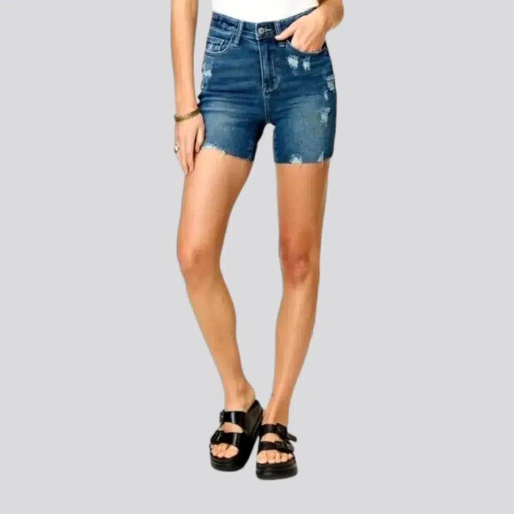 High-waist sanded jeans shorts
 for ladies | Jeans4you.shop
