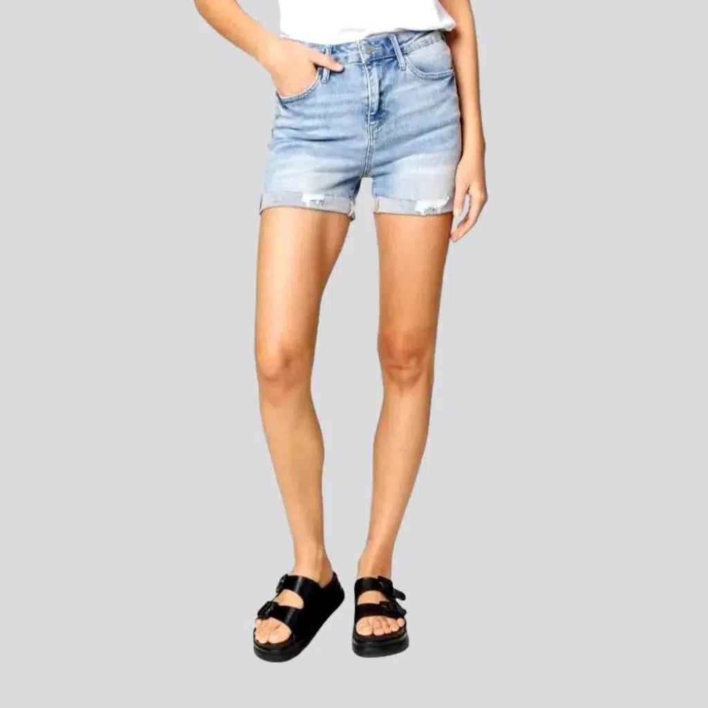 High-waist straight women's denim shorts | Jeans4you.shop
