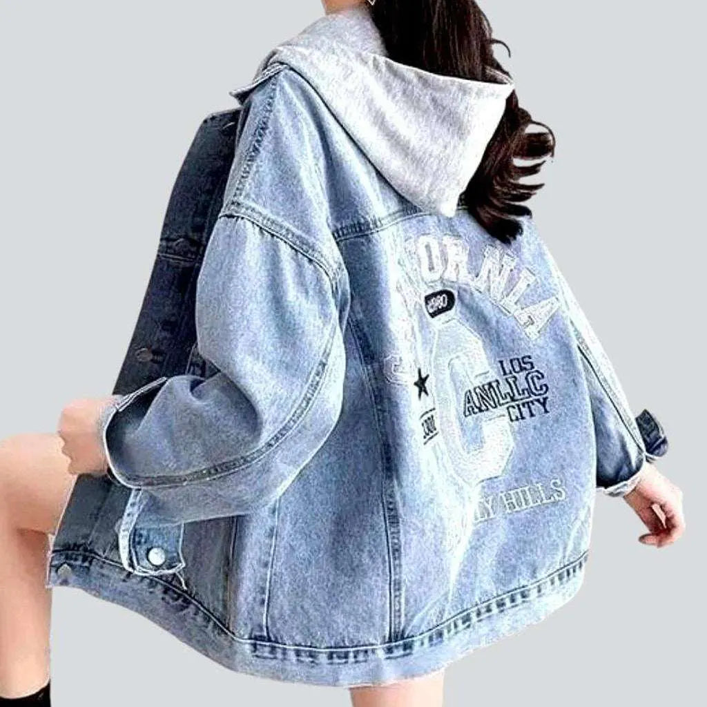 Hooded back print denim jacket | Jeans4you.shop