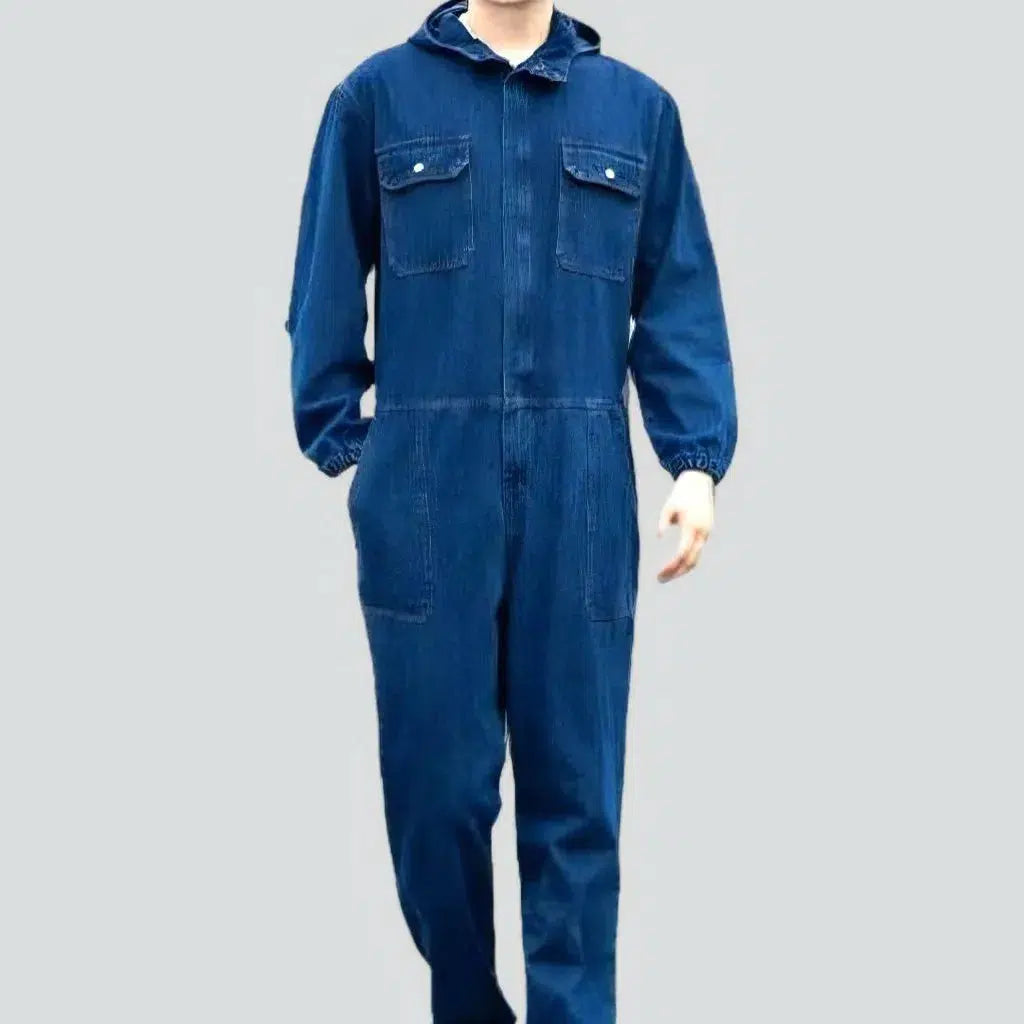 Hooded duty men's denim overall | Jeans4you.shop