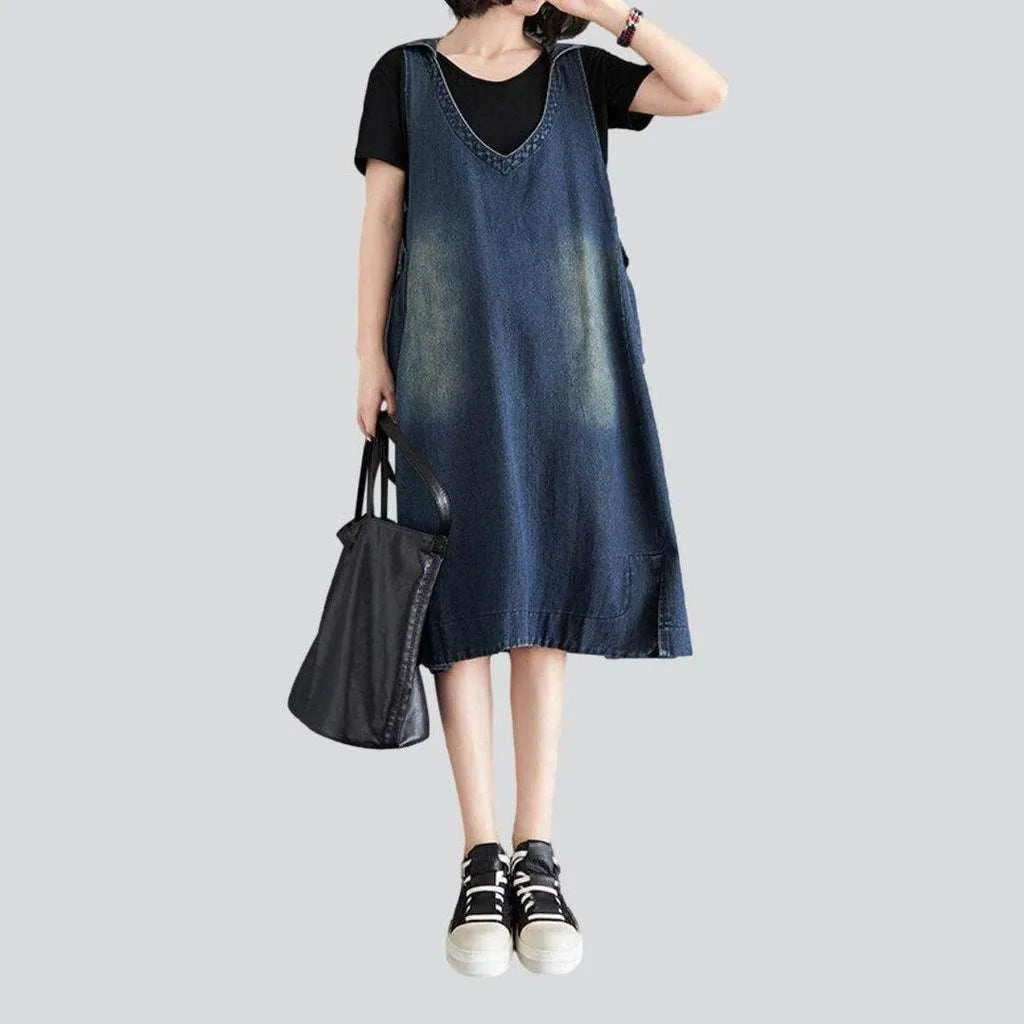 Hooded knee-length denim dress | Jeans4you.shop