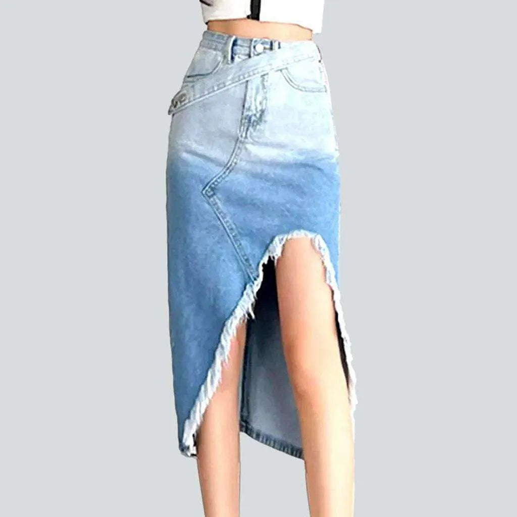 Irregular cut-out slit denim skirt | Jeans4you.shop