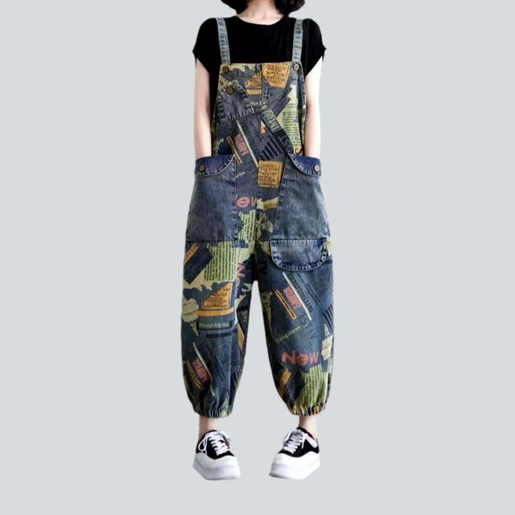 Jungle patchwork baggy denim jumpsuit | Jeans4you.shop
