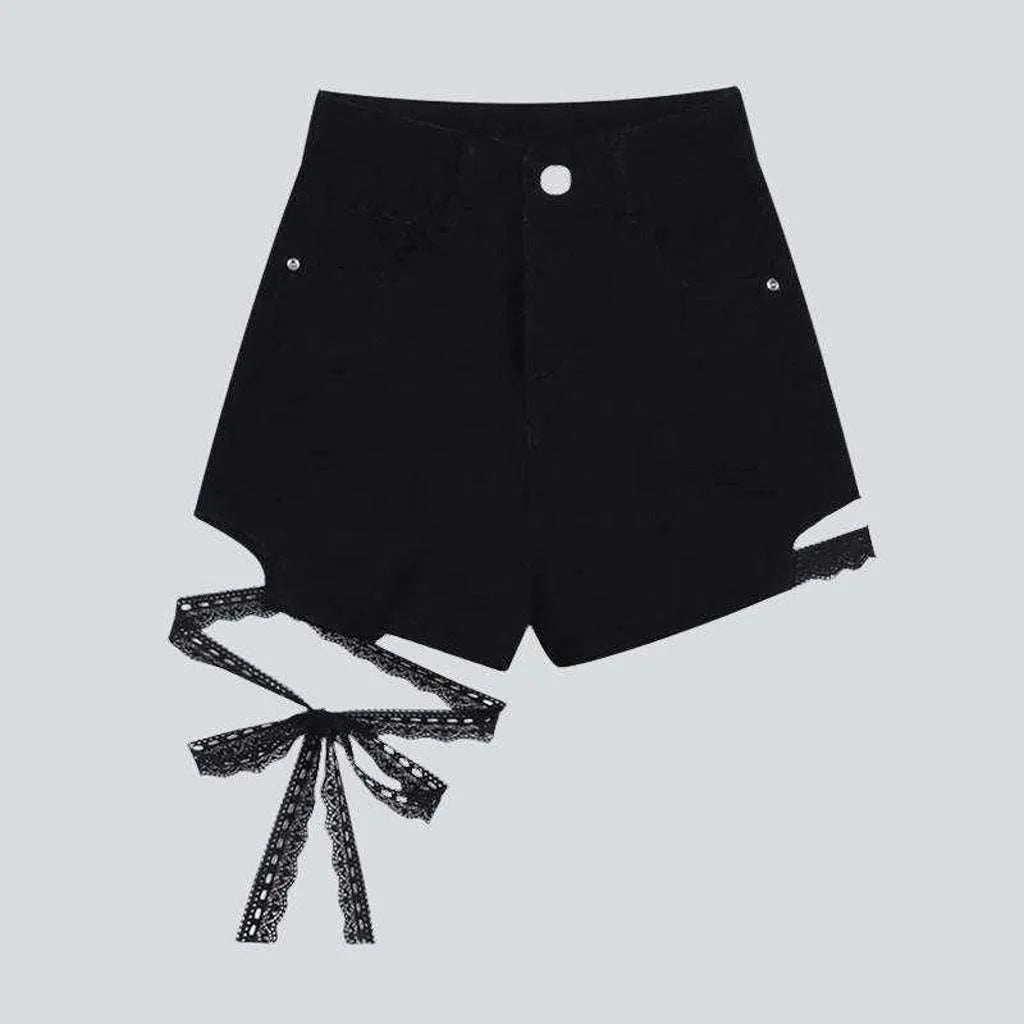 Lace-up black denim skirt | Jeans4you.shop
