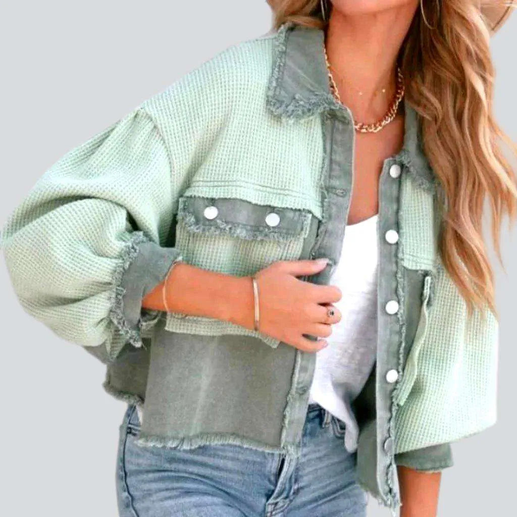 Layered cropped denim jacket | Jeans4you.shop