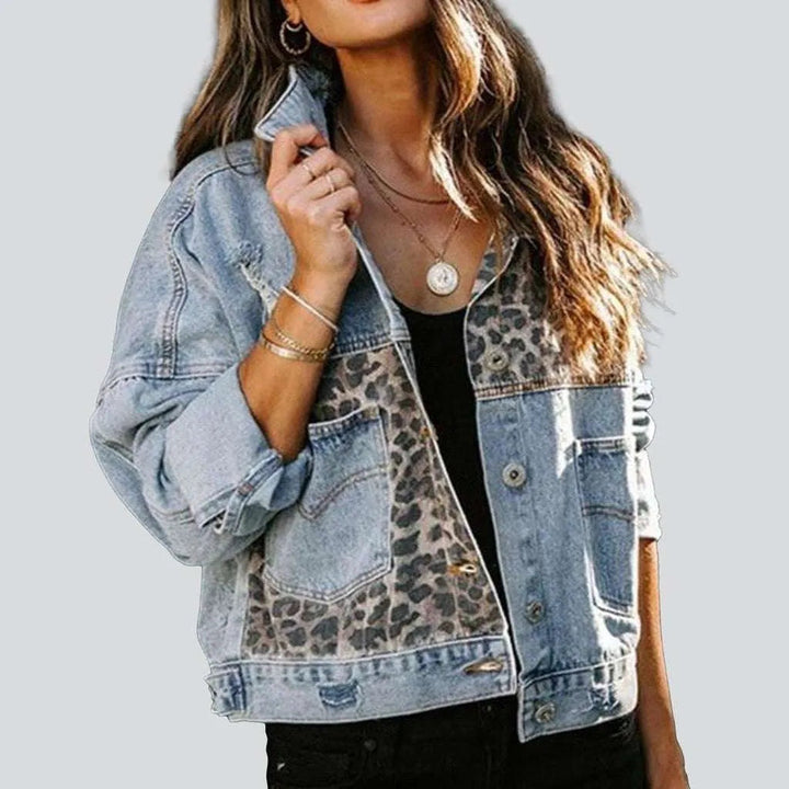 Leopard patchwork jeans jacket | Jeans4you.shop