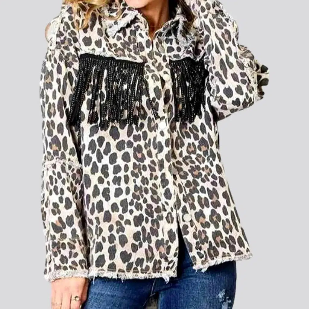 Leopard-print denim jacket
 for women | Jeans4you.shop