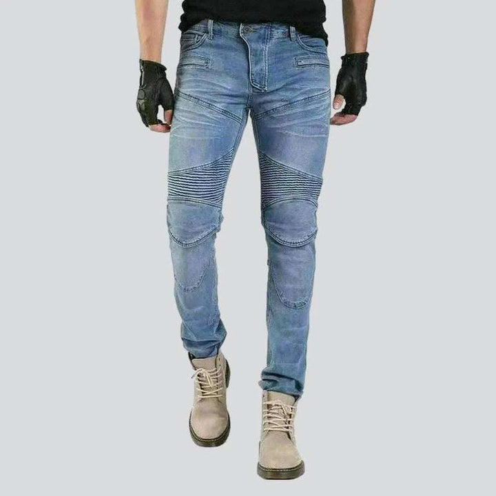 Light blue men's moto jeans | Jeans4you.shop