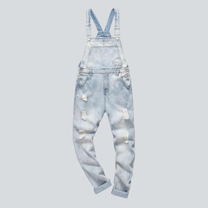 Light blue ripped denim jumpsuit | Jeans4you.shop