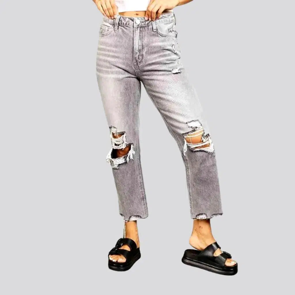 Light-grey cutoff-bottoms jeans | Jeans4you.shop