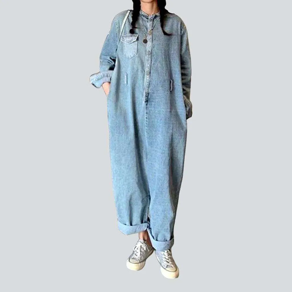 Light wash baggy women's overall | Jeans4you.shop