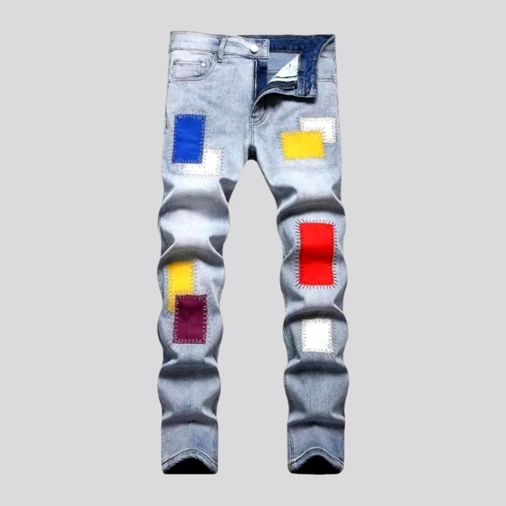 Light-wash color-patches jeans | Jeans4you.shop