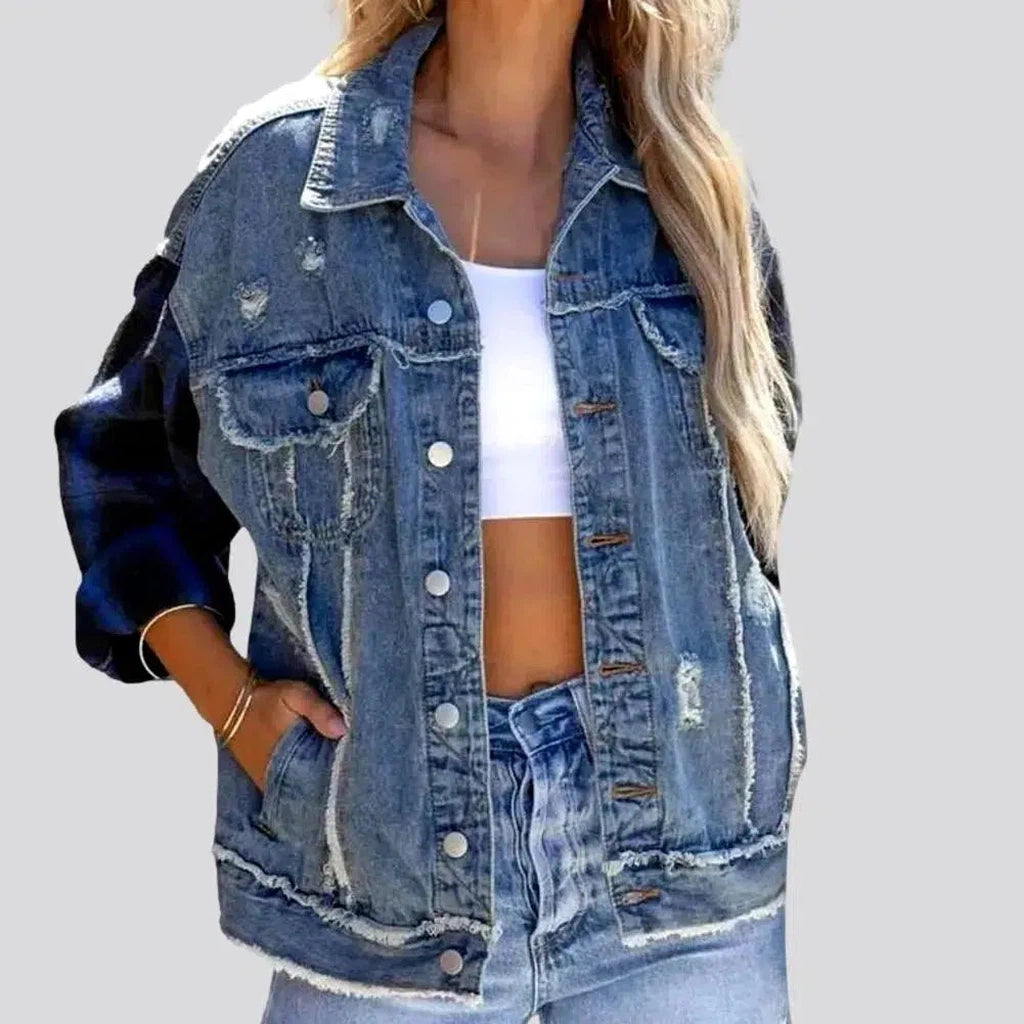 Light-wash distressed jean jacket
 for ladies | Jeans4you.shop