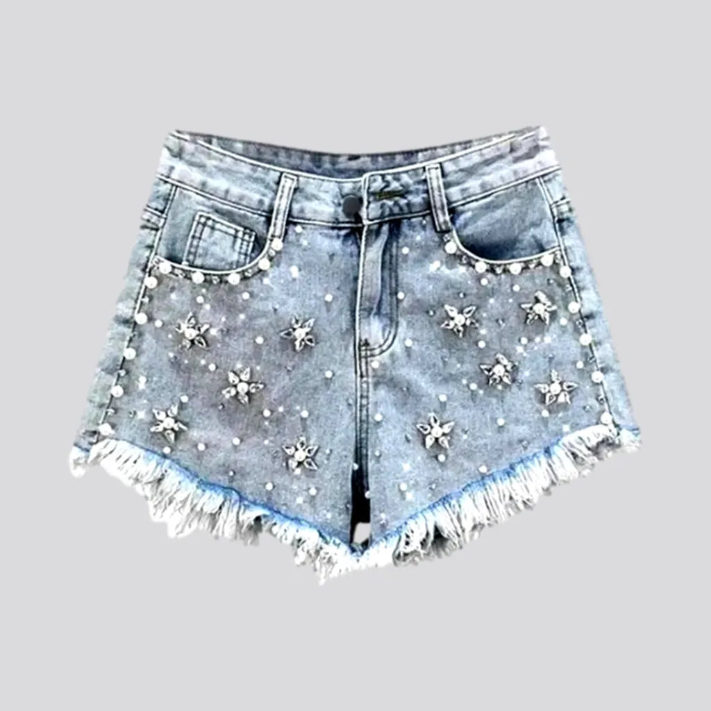 Light-wash embellished denim shorts | Jeans4you.shop