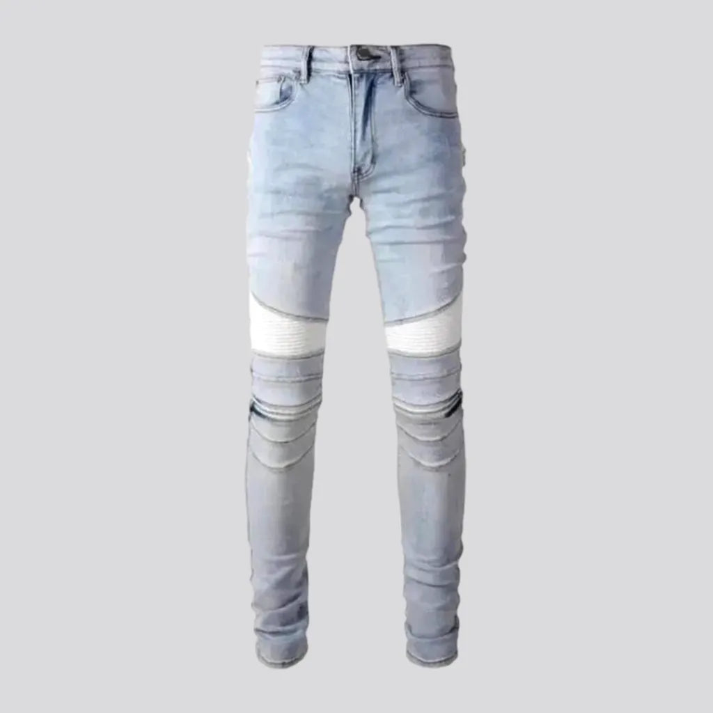 Light-wash moto jeans
 for men | Jeans4you.shop