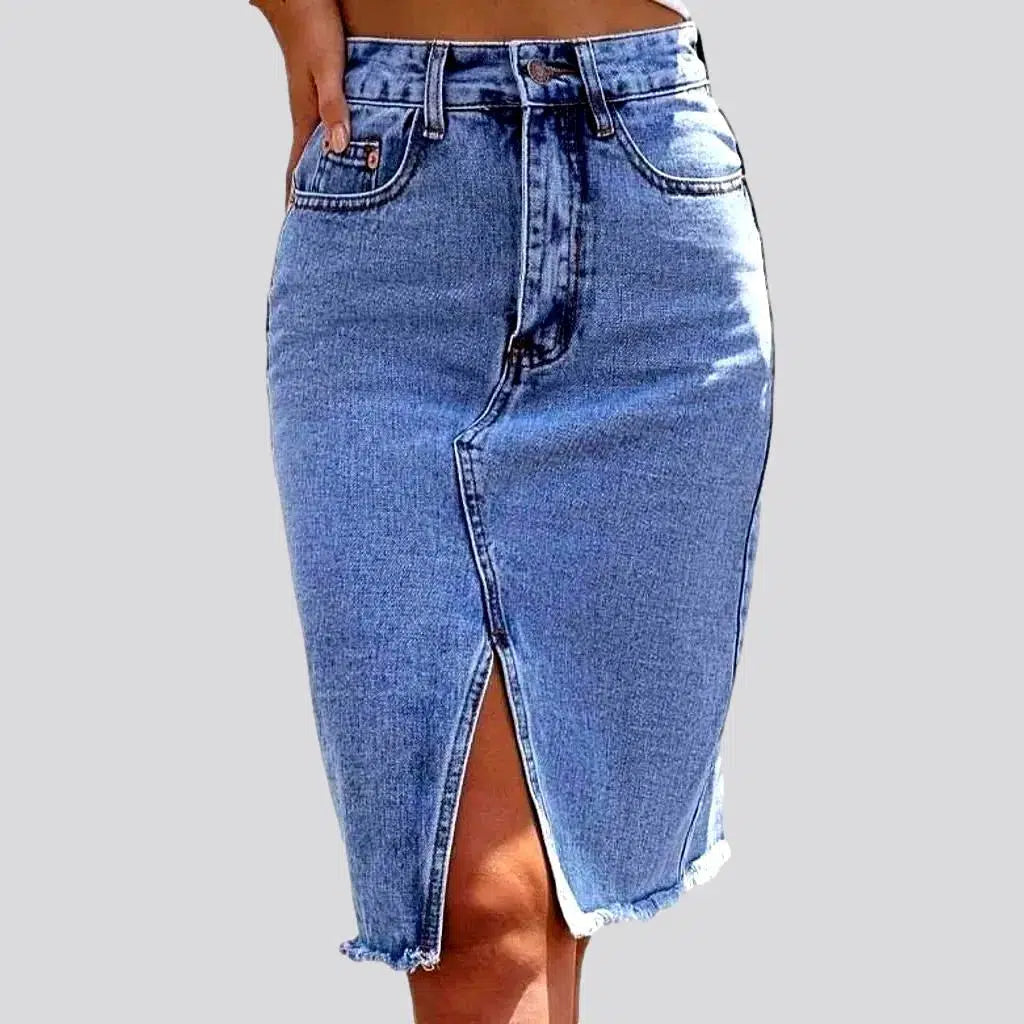 Light wash raw-hem denim skirt
 for ladies | Jeans4you.shop