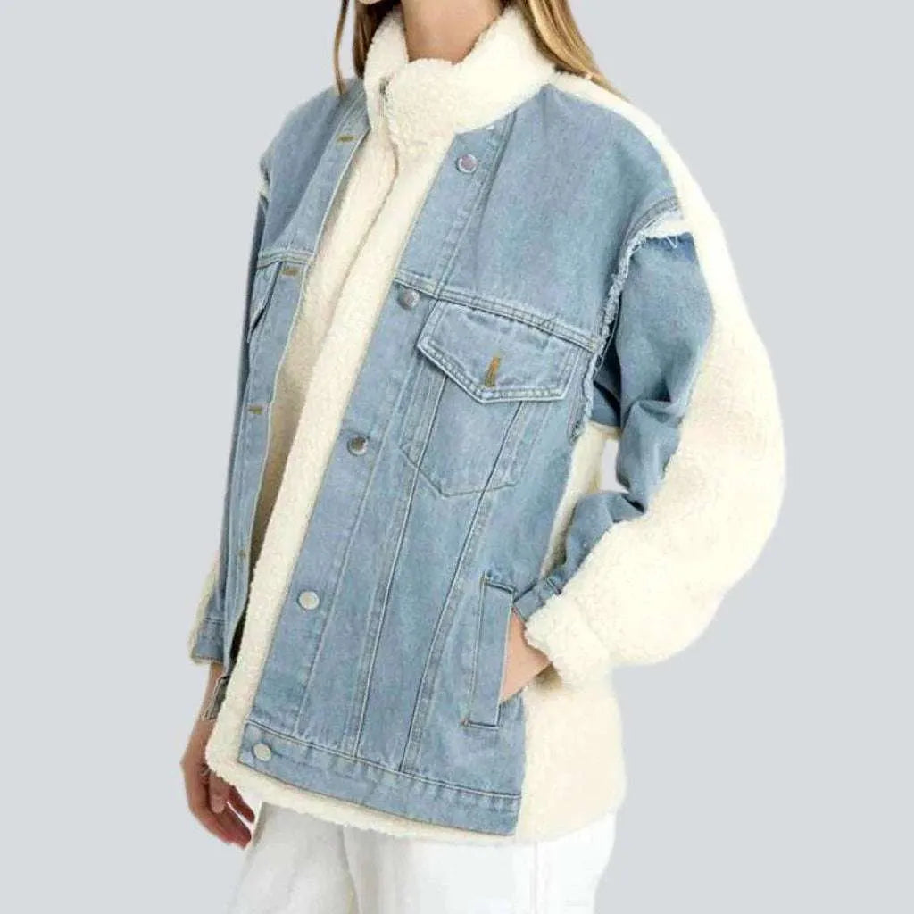 Light-wash sherpa jean jacket
 for women | Jeans4you.shop