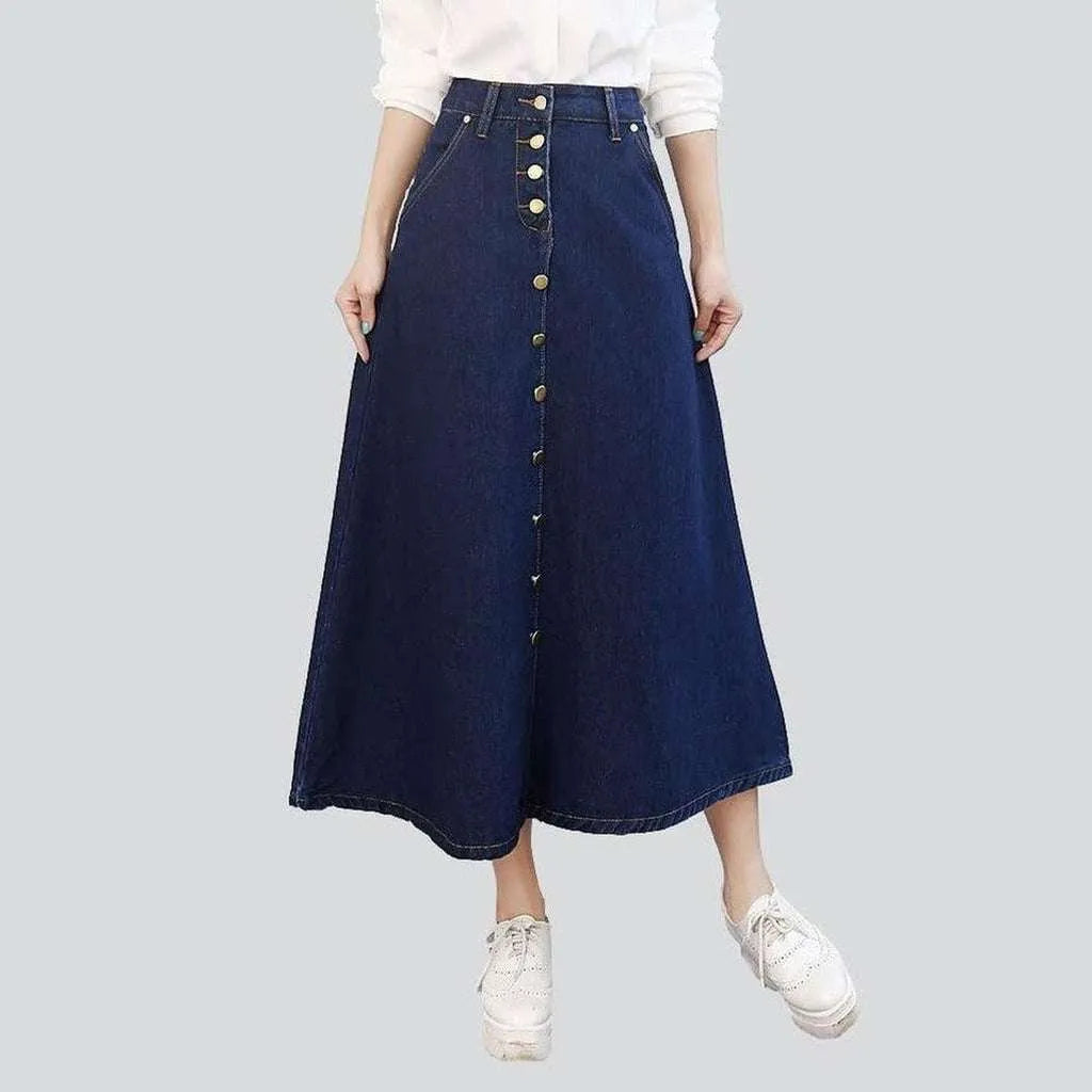 Long a-line buttoned denim skirt | Jeans4you.shop