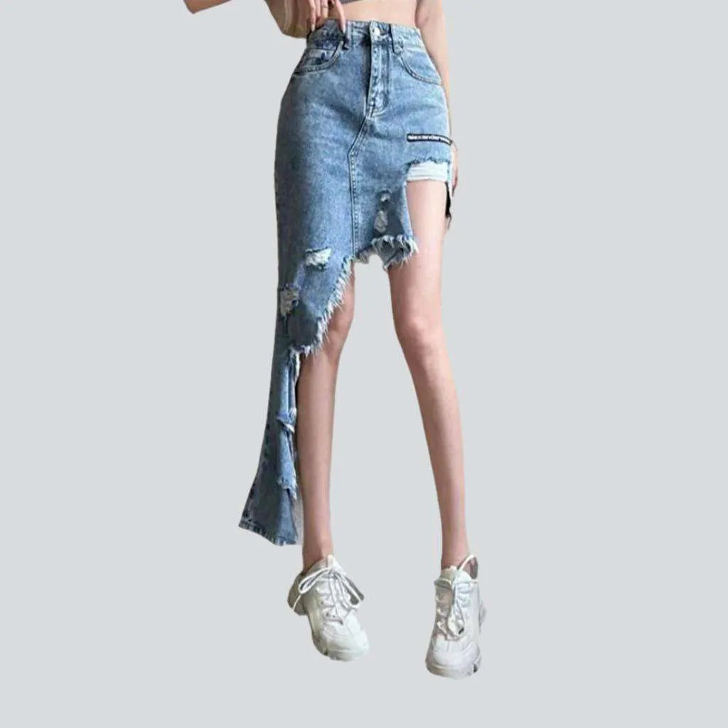 Long asymmetric hem denim skirt | Jeans4you.shop