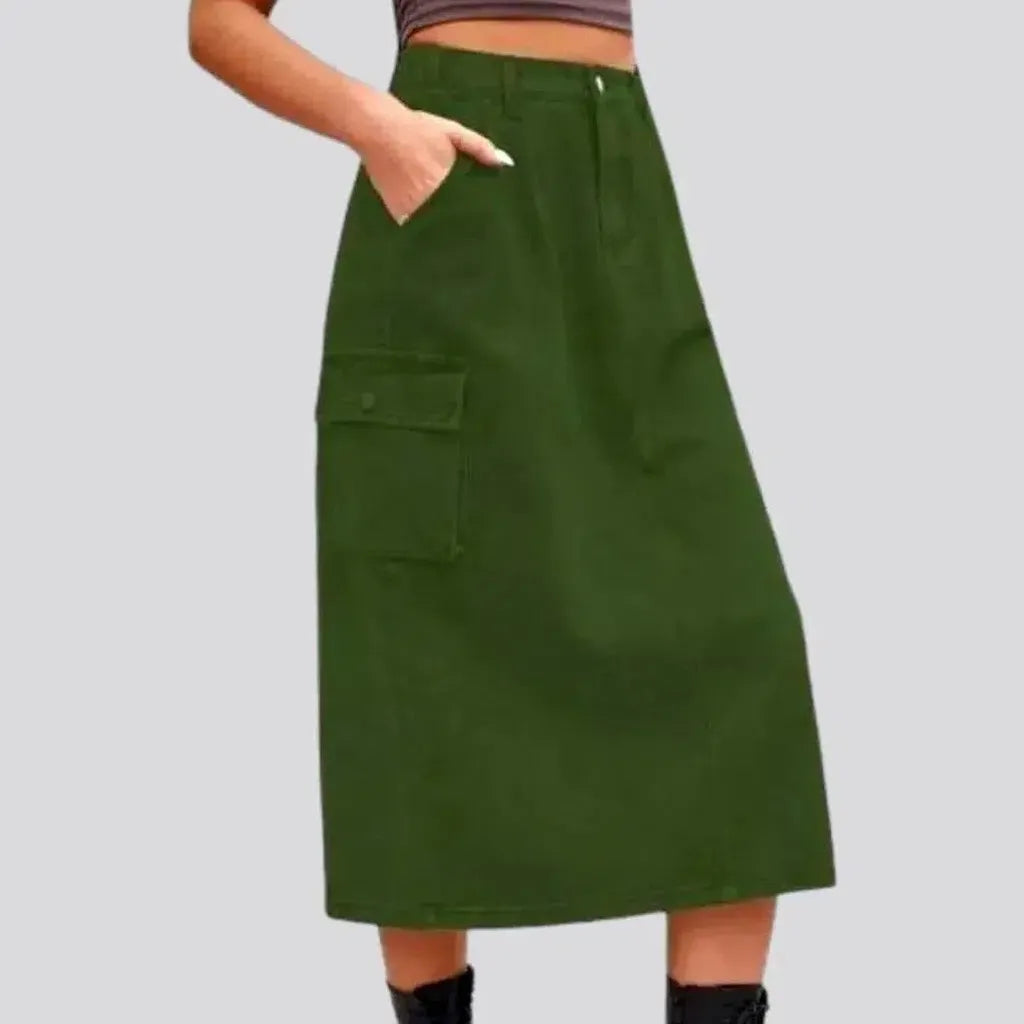 Long back-slit jean skirt
 for ladies | Jeans4you.shop