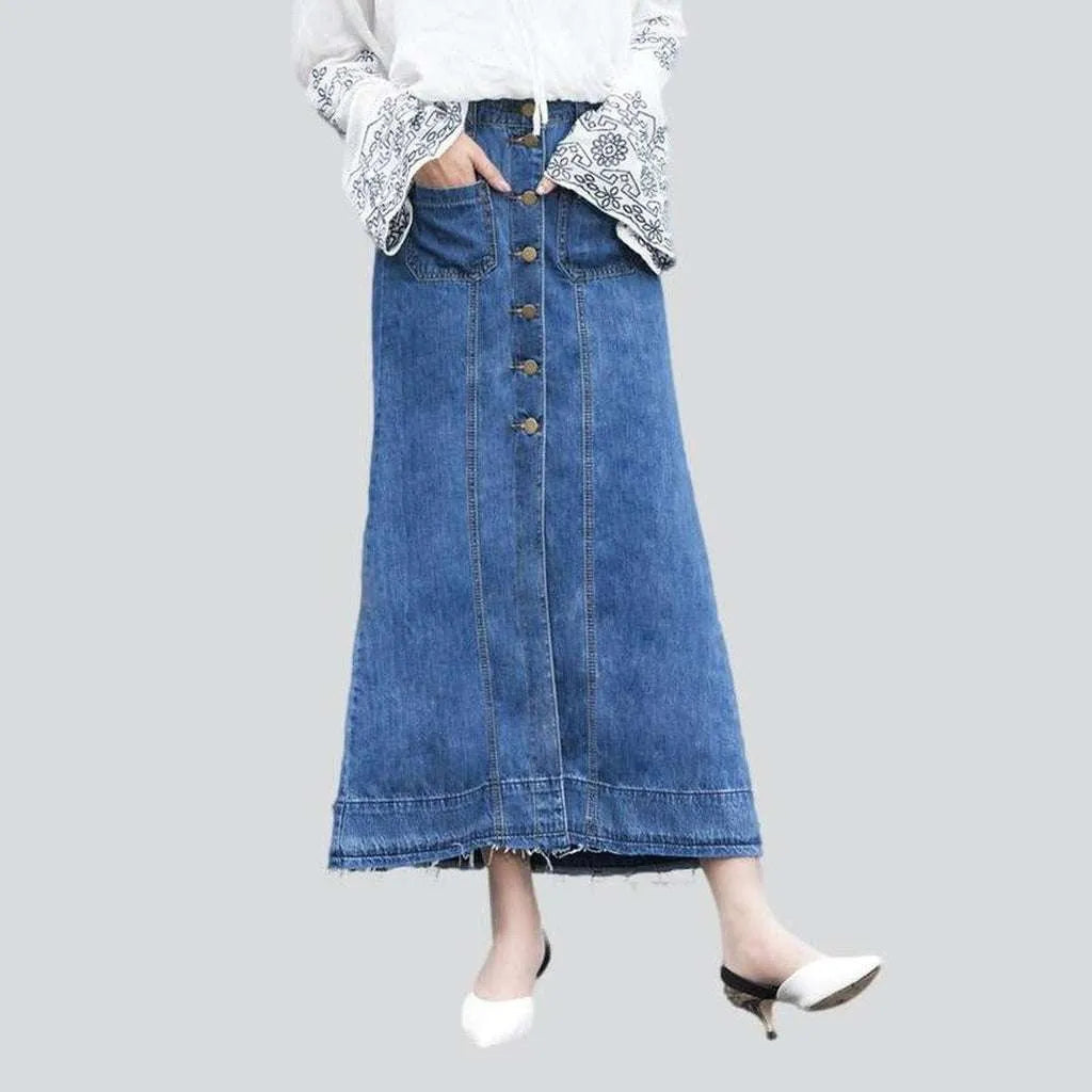 Long buttoned denim skirt | Jeans4you.shop