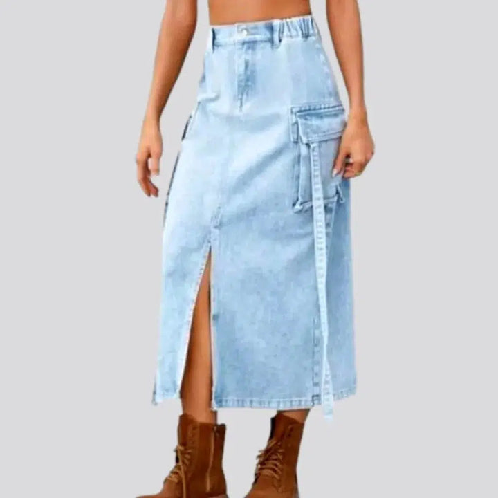 Long cargo denim skirt
 for ladies | Jeans4you.shop