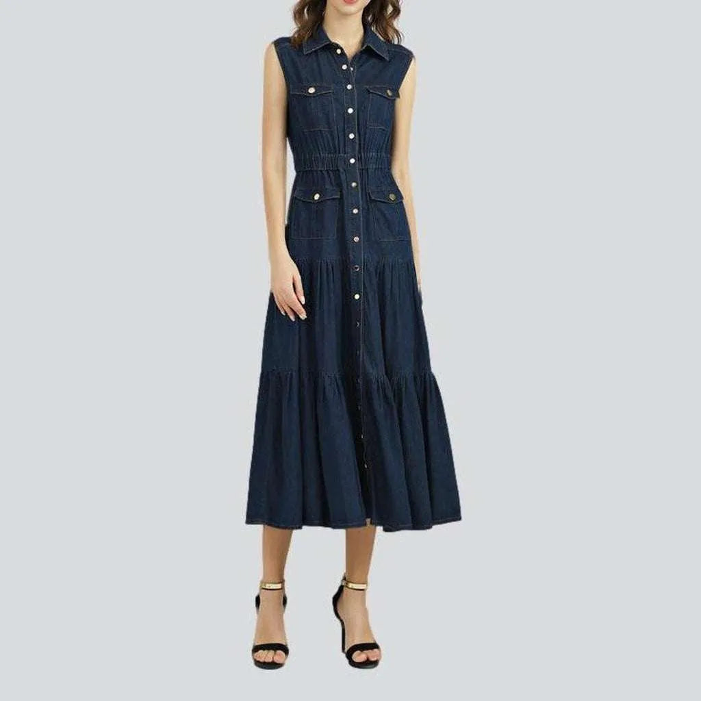 Long denim dress with buttons | Jeans4you.shop