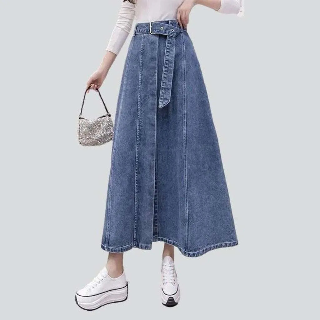 Long denim skirt with belt | Jeans4you.shop