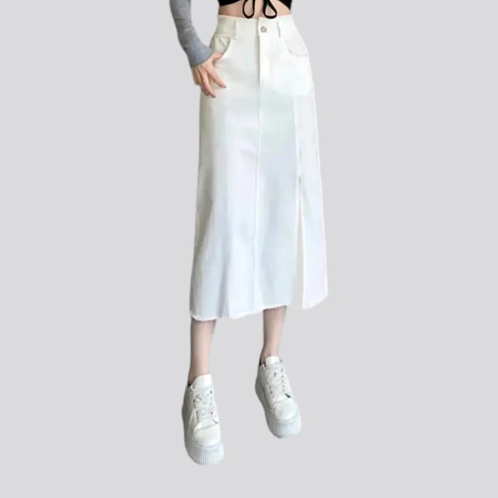 Long frayed-edges women's denim skirt | Jeans4you.shop