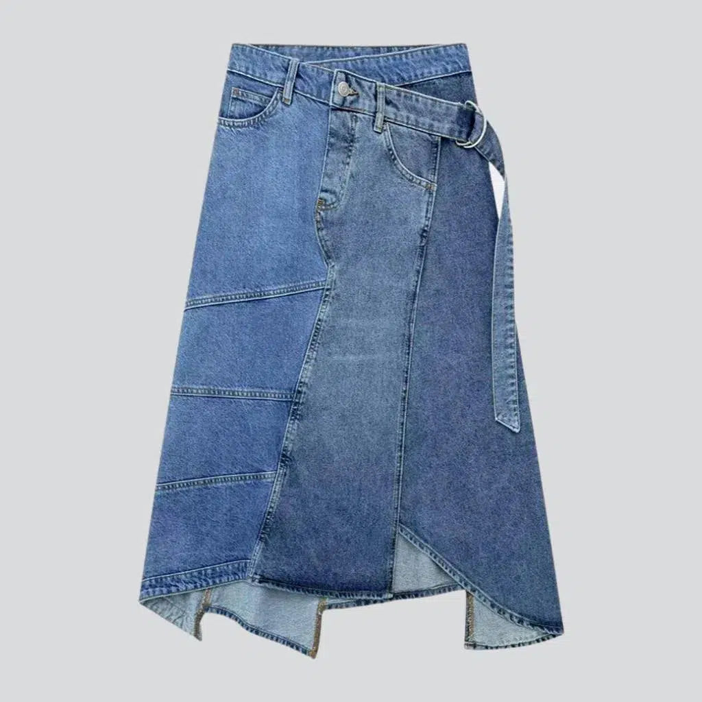 Long patchwork jean skirt | Jeans4you.shop