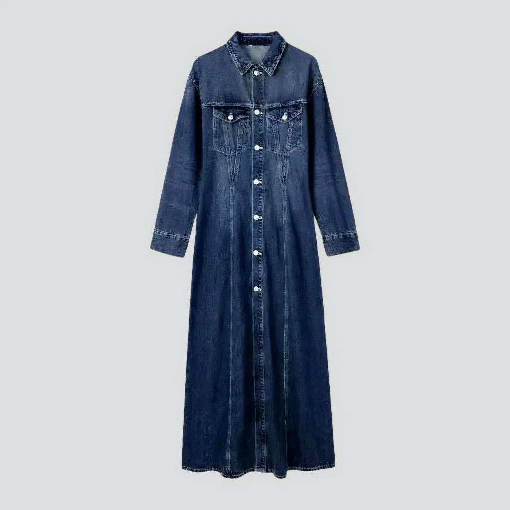 Long patchwork stitching denim dress | Jeans4you.shop