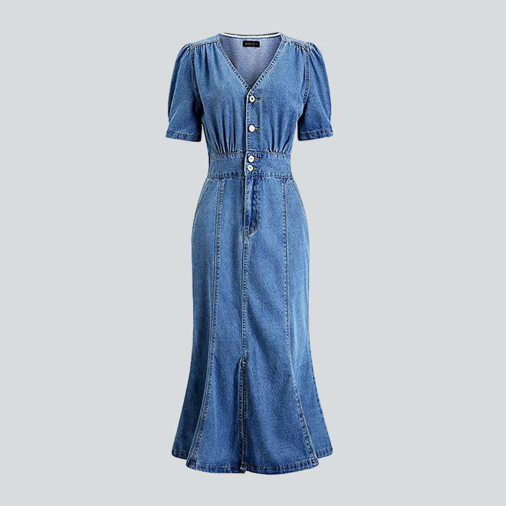 Long peplum denim dress | Jeans4you.shop