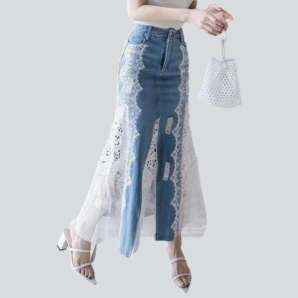 Long skirt decorated with lace | Jeans4you.shop