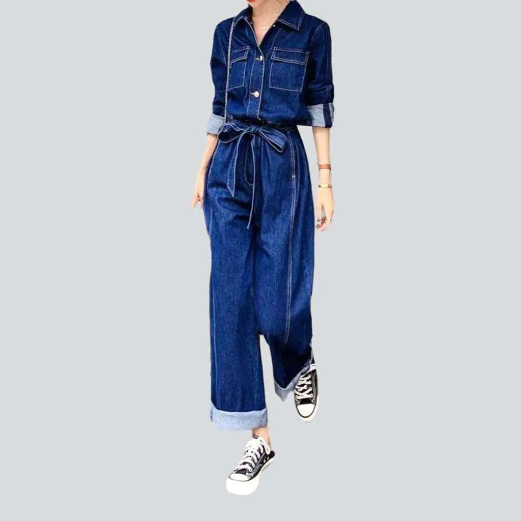 Long sleeve wide denim overall | Jeans4you.shop