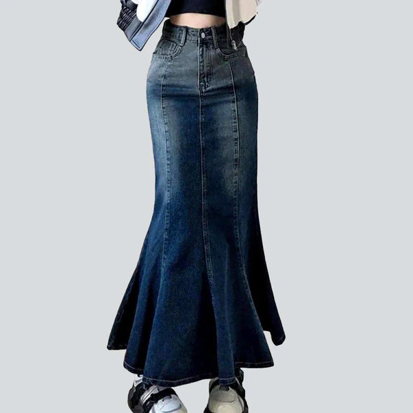 Long Vintage Mermaid Denim Skirt Jeans4you.shop