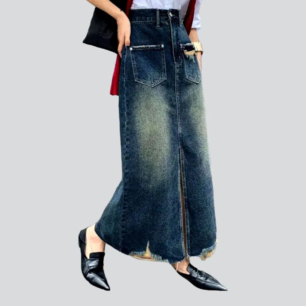 Long yellow-cast jeans skirt
 for women | Jeans4you.shop