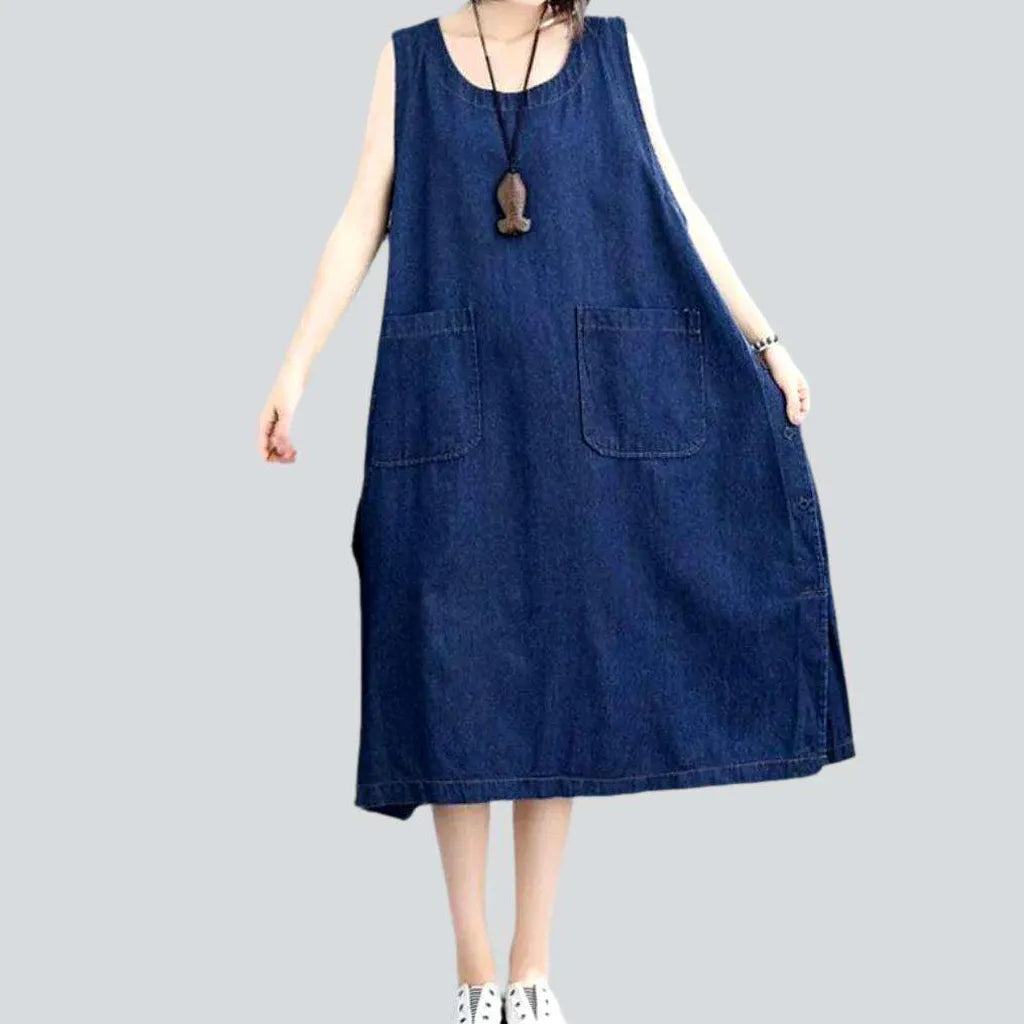 Loose medium-wash denim dress | Jeans4you.shop
