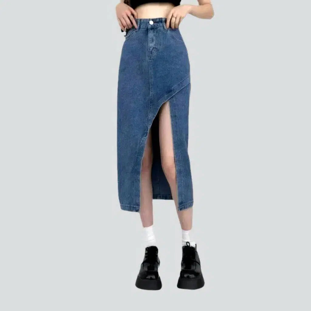 Medium-wash high-waist jean skirt | Jeans4you.shop