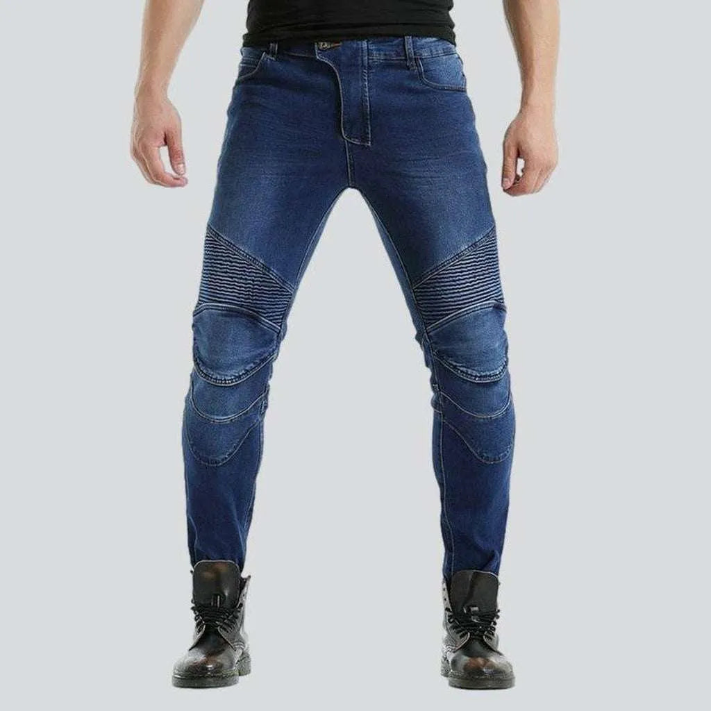 Medium wash men's moto jeans | Jeans4you.shop