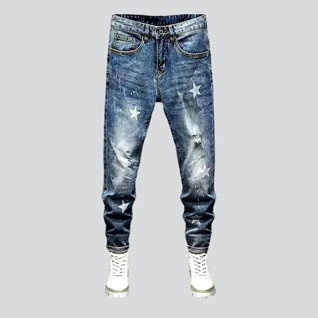 Medium wash men's sanded jeans | Jeans4you.shop